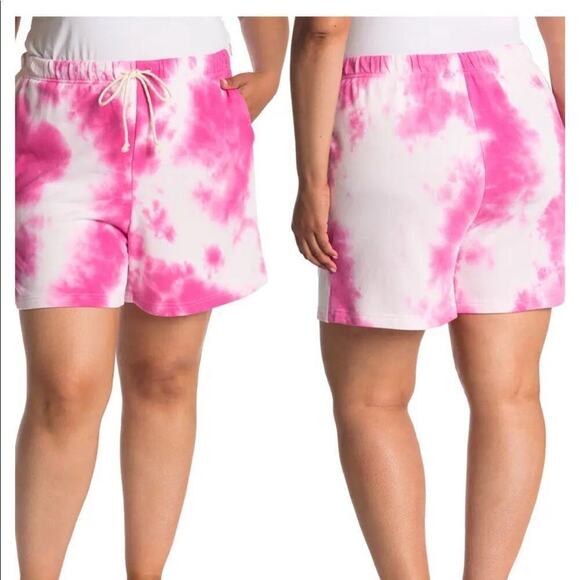 MELLODAY  Size XL Allover Tie Dye Women’s Print Shorts Size 1X Hot Pink - Picture 1 of 15